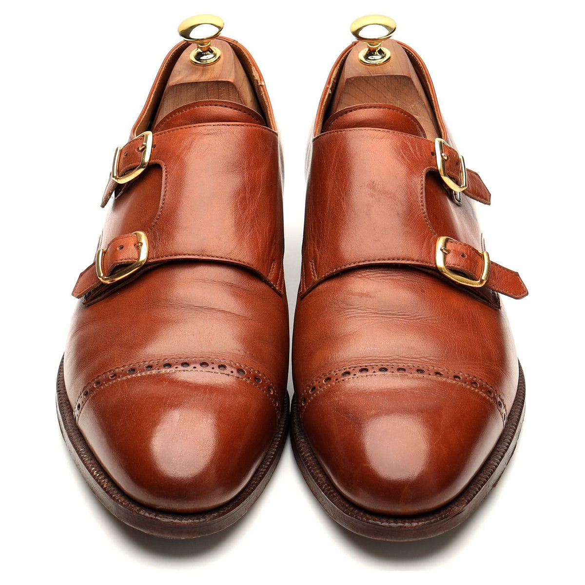 Tan Brown Leather Double Monk Strap UK 10.5 E