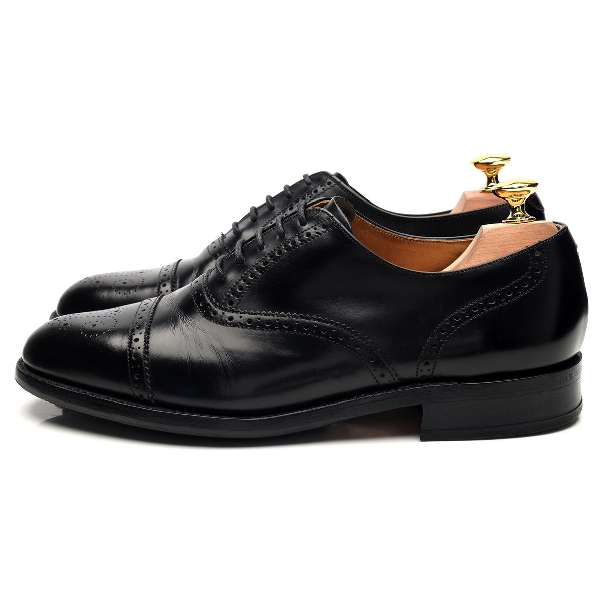 &#39;Alfred&#39; Black Leather Oxford Brogue UK 7.5 G