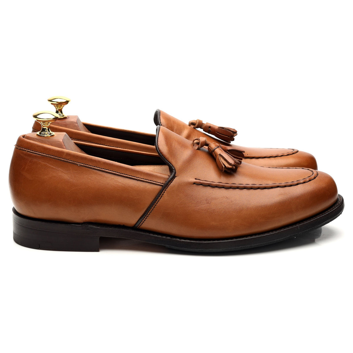 &#39;Ramsden&#39; Tan Brown Leather Tassel Loafer UK 8.5 F