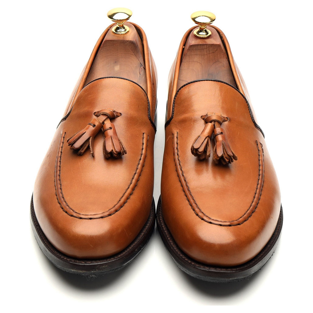 &#39;Ramsden&#39; Tan Brown Leather Tassel Loafer UK 8.5 F