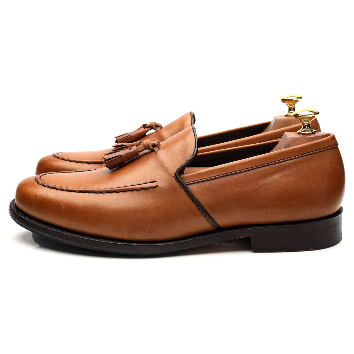 &#39;Ramsden&#39; Tan Brown Leather Tassel Loafer UK 8.5 F