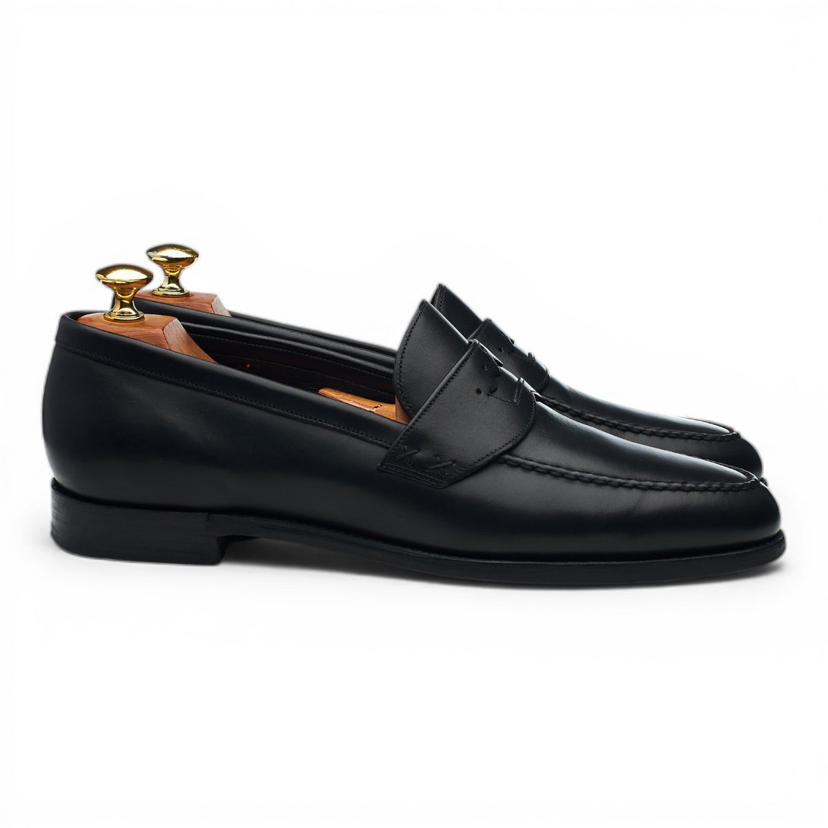 'Crown' Black Leather Loafers UK 8.5