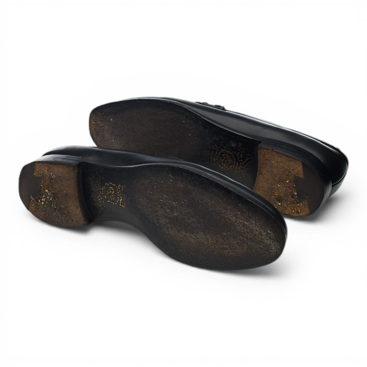 'Crown' Black Leather Loafers UK 8.5