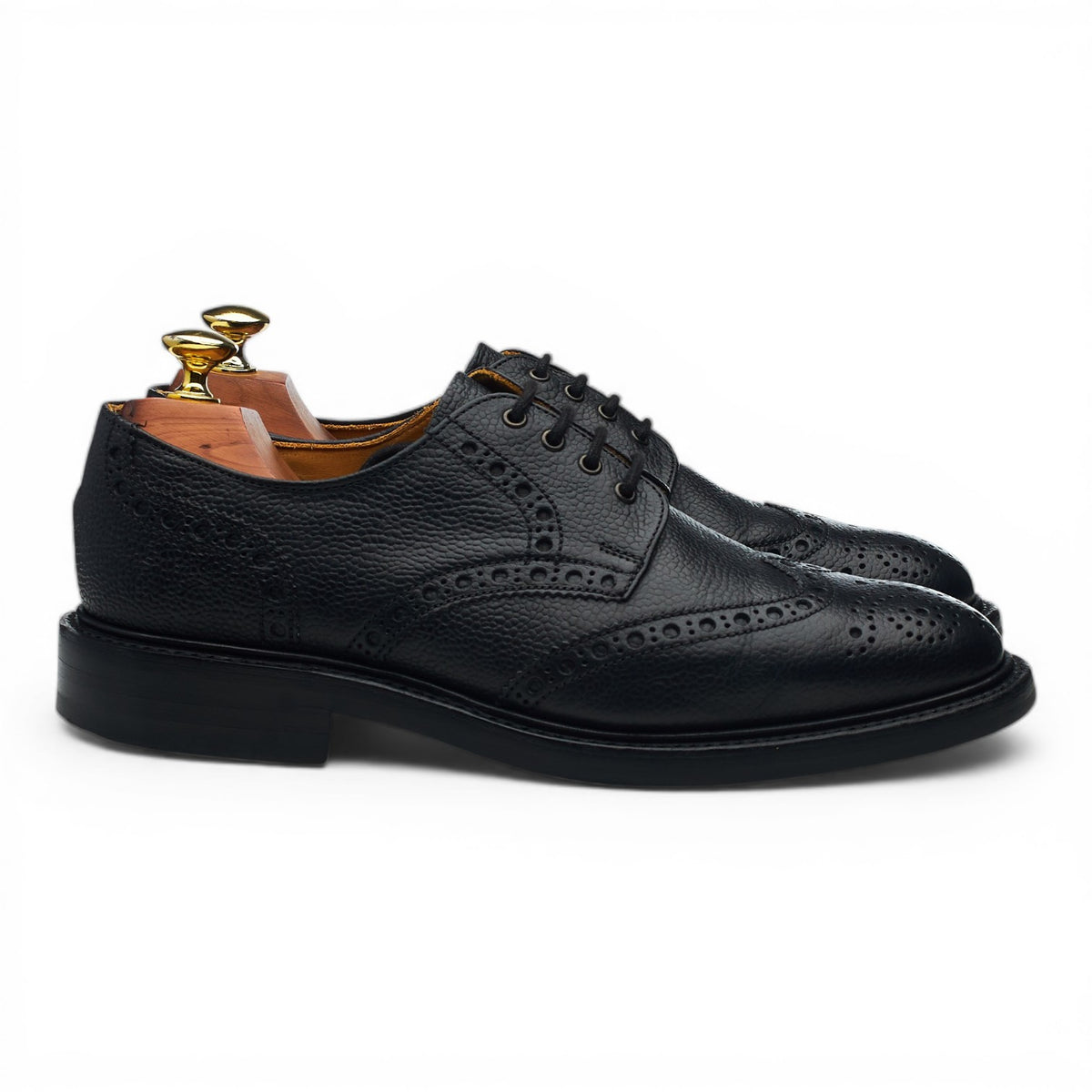 'Wilson' Black Grain Leather Derby Brogues UK 7