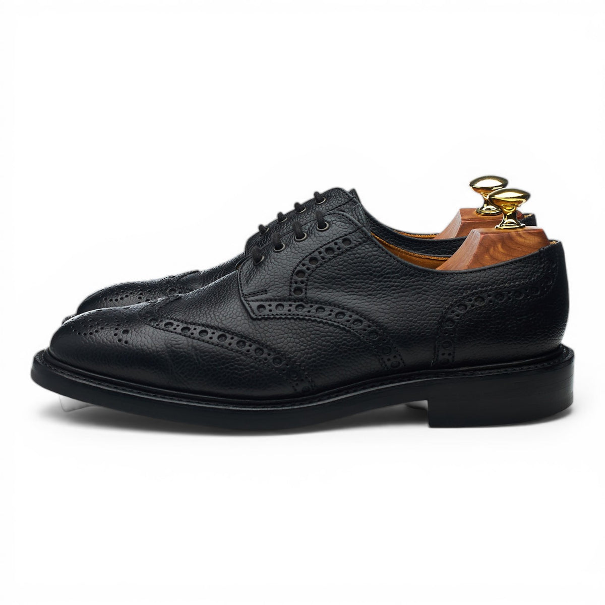 'Wilson' Black Grain Leather Derby Brogues UK 7