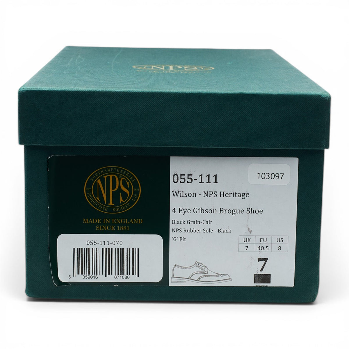 'Wilson' Black Grain Leather Derby Brogues UK 7