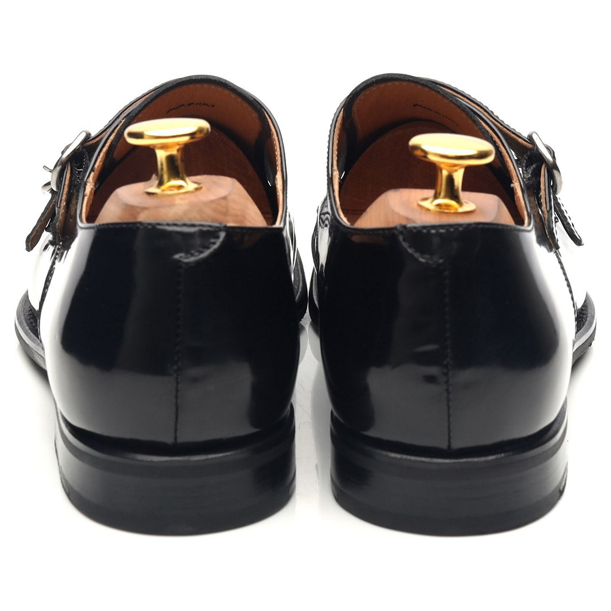 Women&#39;s &#39;Aggie&#39; Black Leather Double Monk Straps UK 6