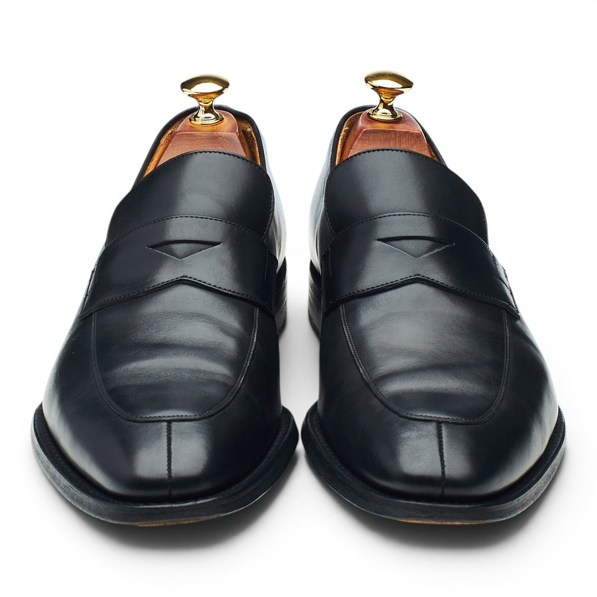 'Swanley' Black Leather Split Toe Loafers UK 9 G