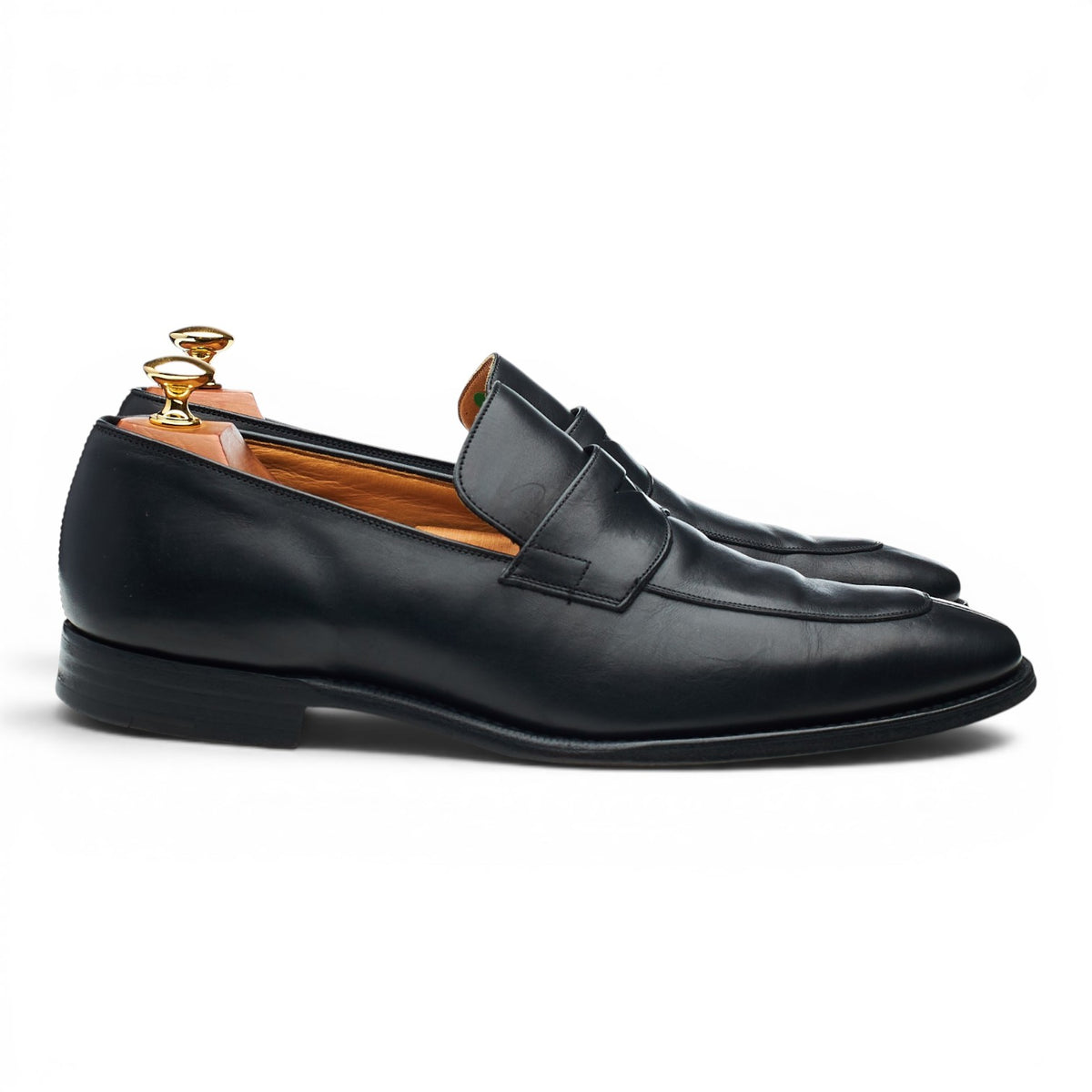 'Swanley' Black Leather Split Toe Loafers UK 9 G