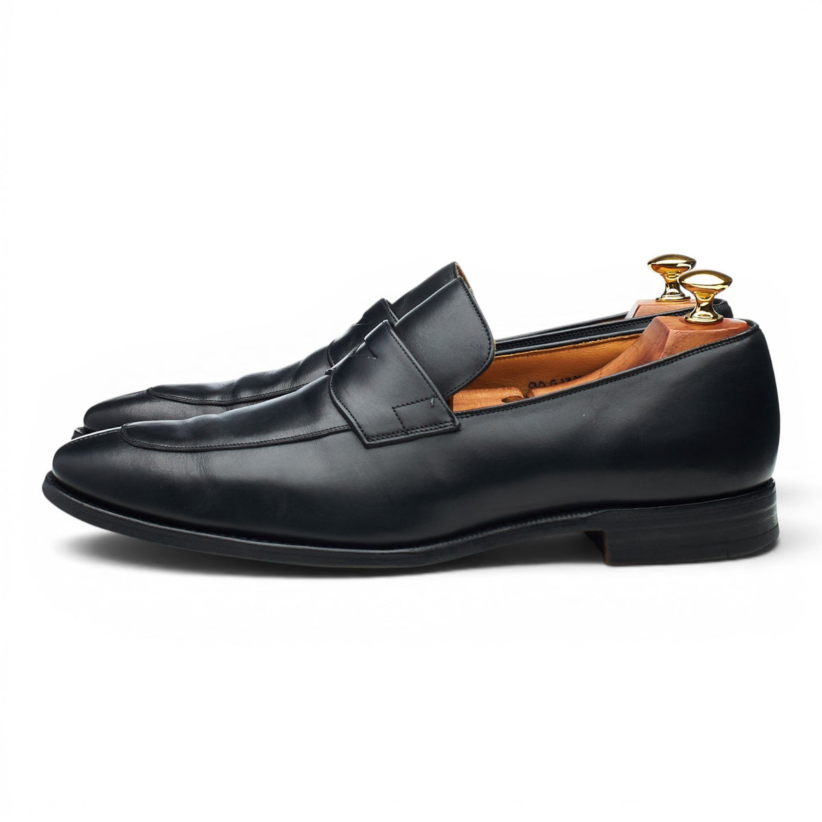 'Swanley' Black Leather Split Toe Loafers UK 9 G
