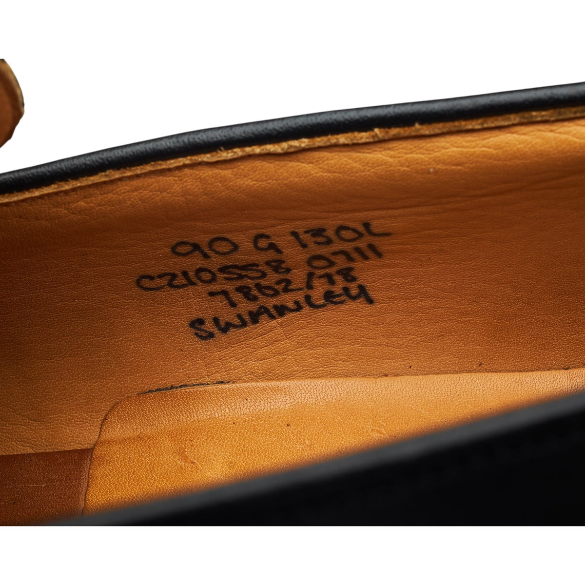 'Swanley' Black Leather Split Toe Loafers UK 9 G