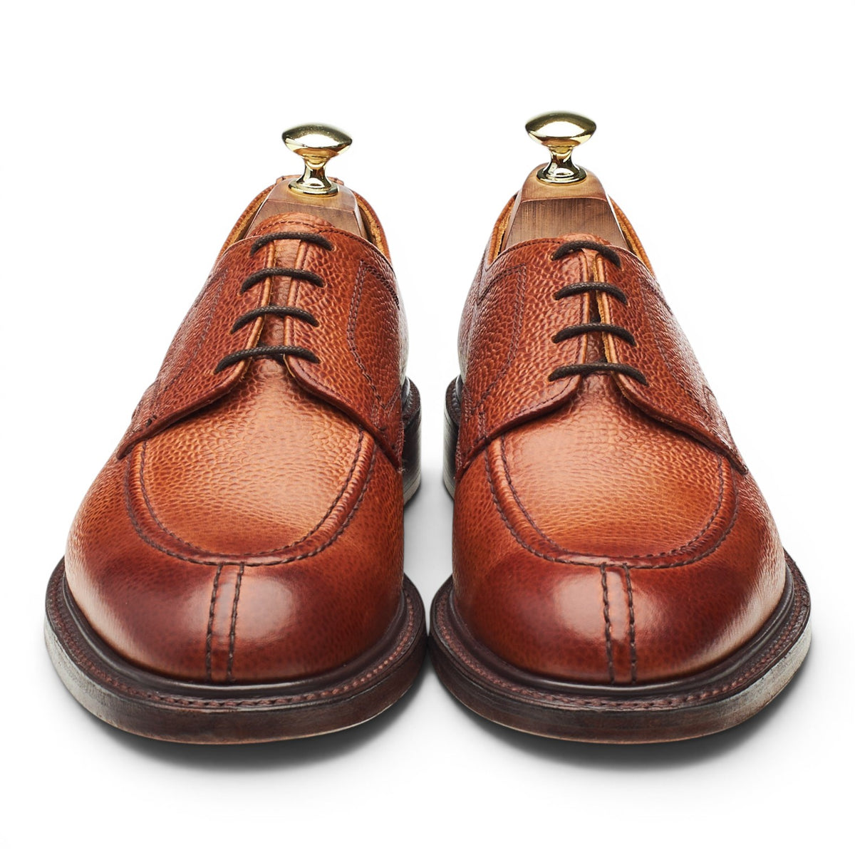 Drake's 'Newton' Tan Brown Grain Leather Split Toe Derby UK 7.5 F