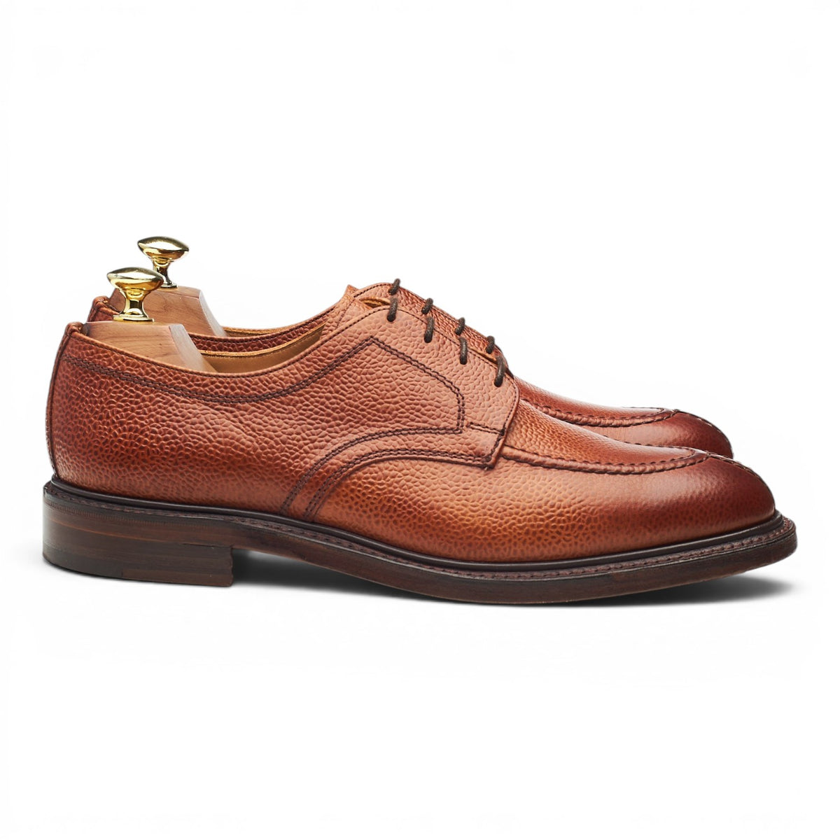 Drake's 'Newton' Tan Brown Grain Leather Split Toe Derby UK 7.5 F