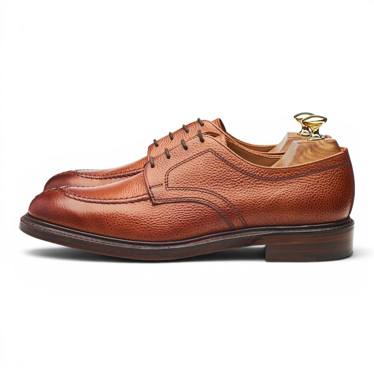 Drake's 'Newton' Tan Brown Grain Leather Split Toe Derby UK 7.5 F