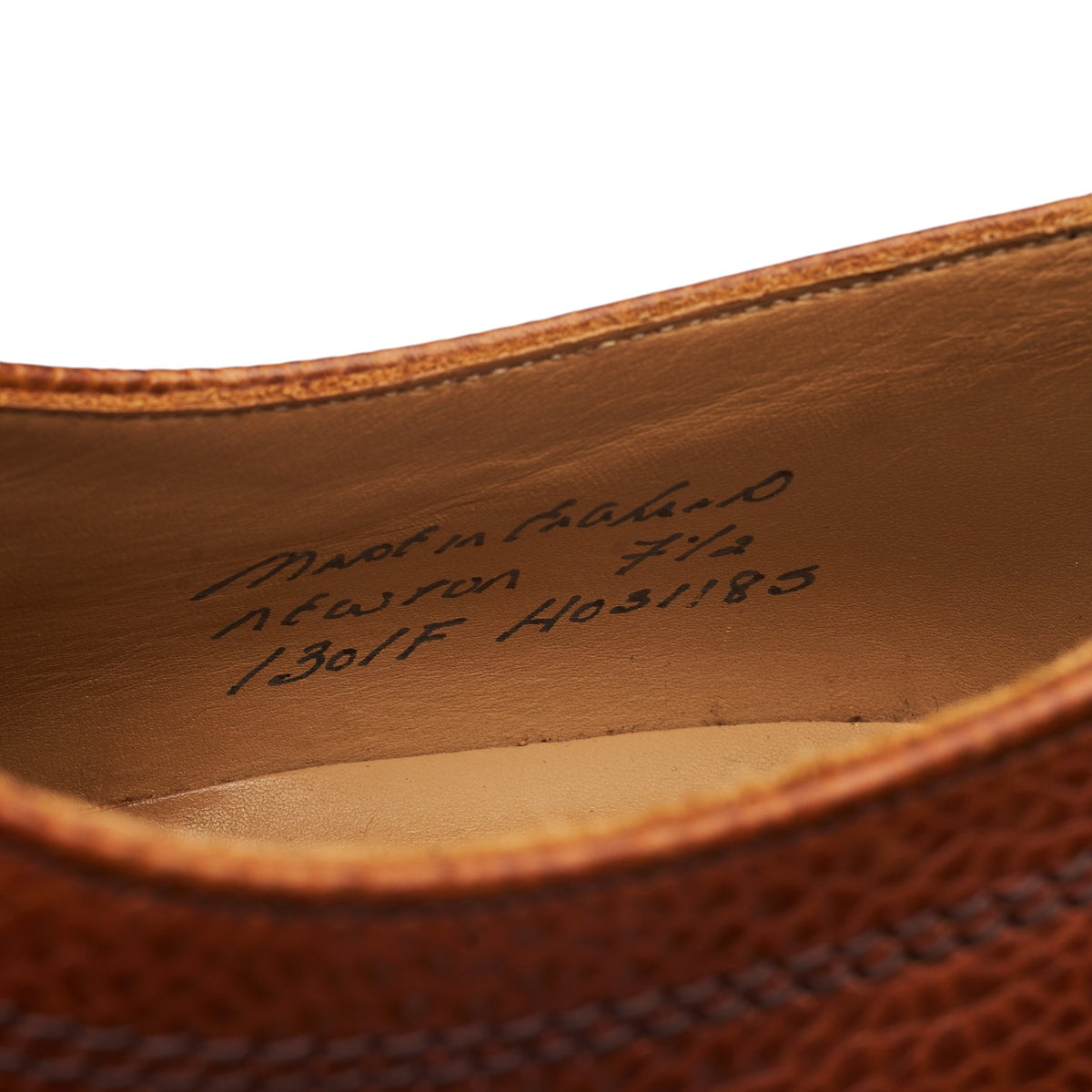 Drake's 'Newton' Tan Brown Grain Leather Split Toe Derby UK 7.5 F