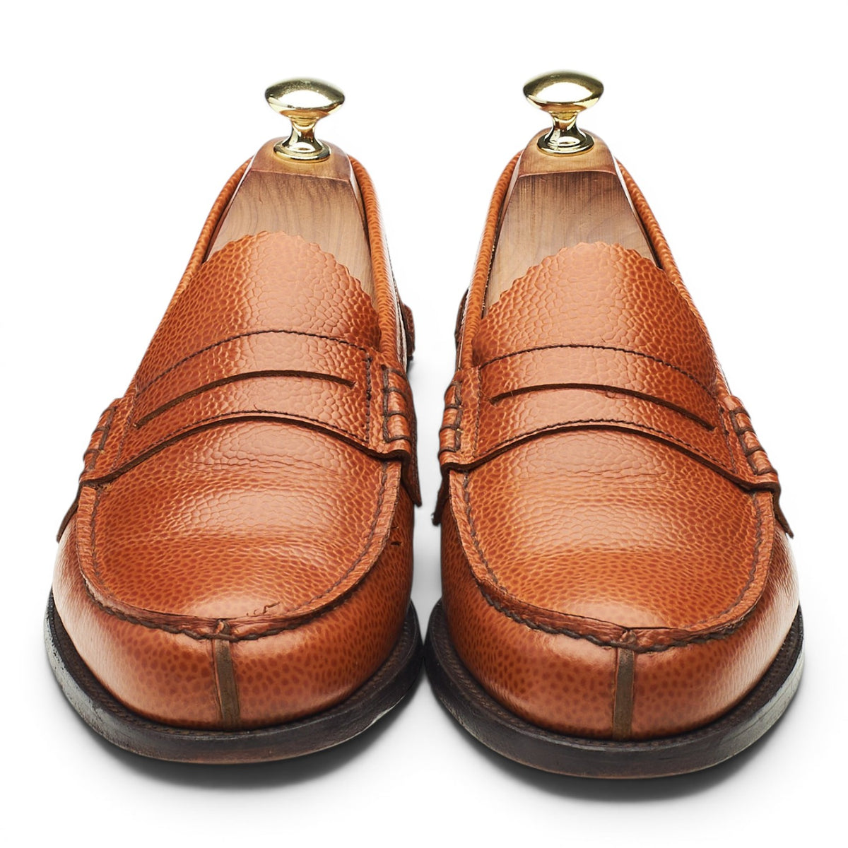'Arran' Tan Brown Grain Leather Loafers UK 7.5 F