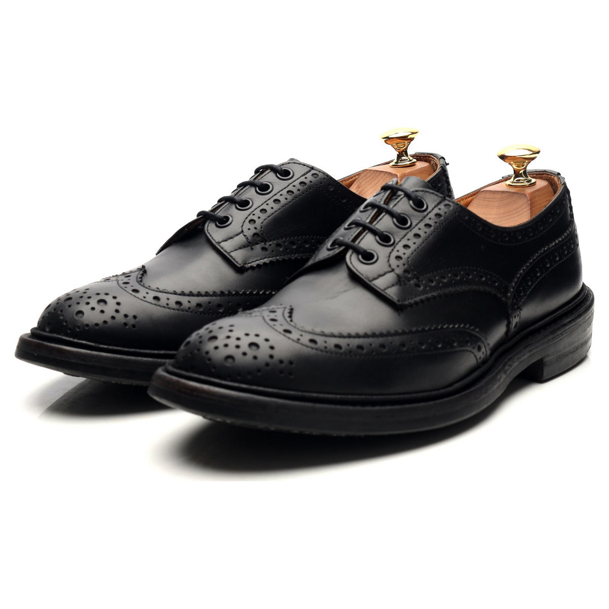 &#39;Bourton&#39; Black Leather Derby Brogues UK 6.5