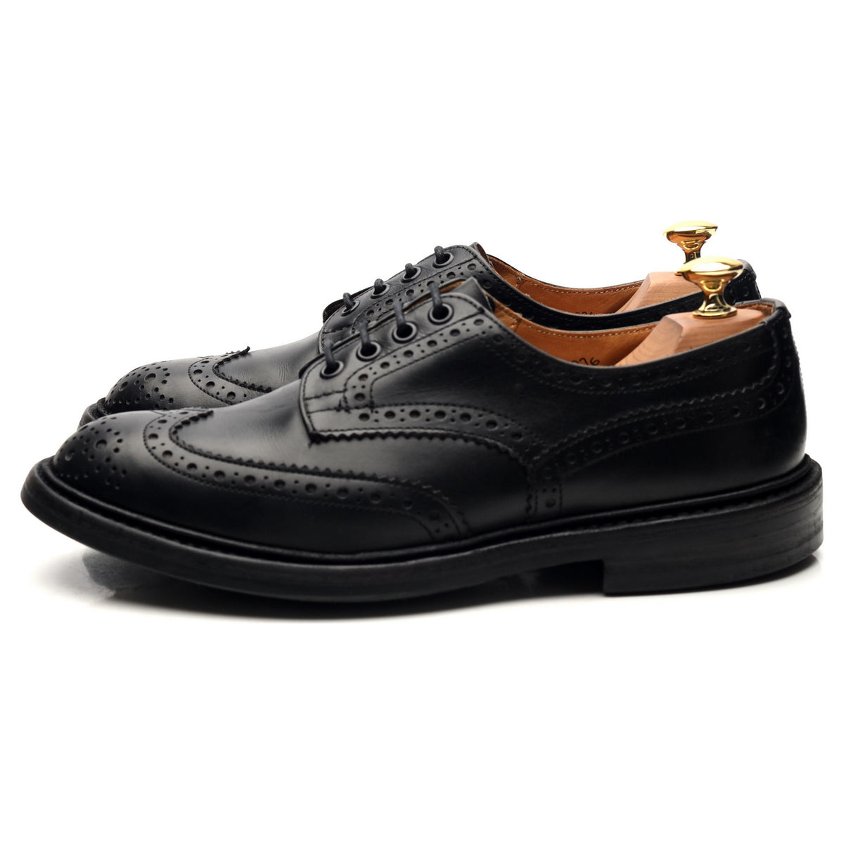 &#39;Bourton&#39; Black Leather Derby Brogues UK 6.5