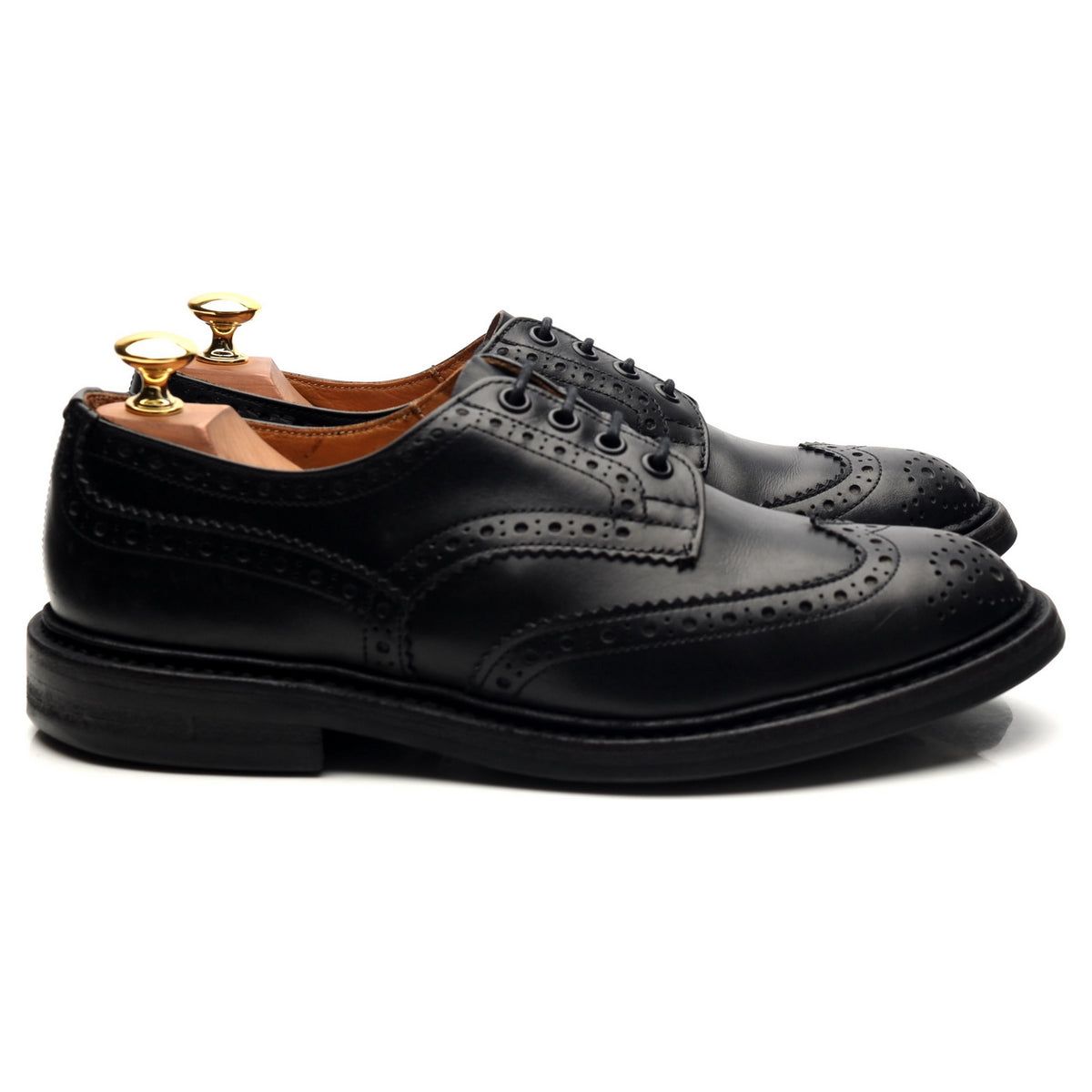 &#39;Bourton&#39; Black Leather Derby Brogues UK 6.5