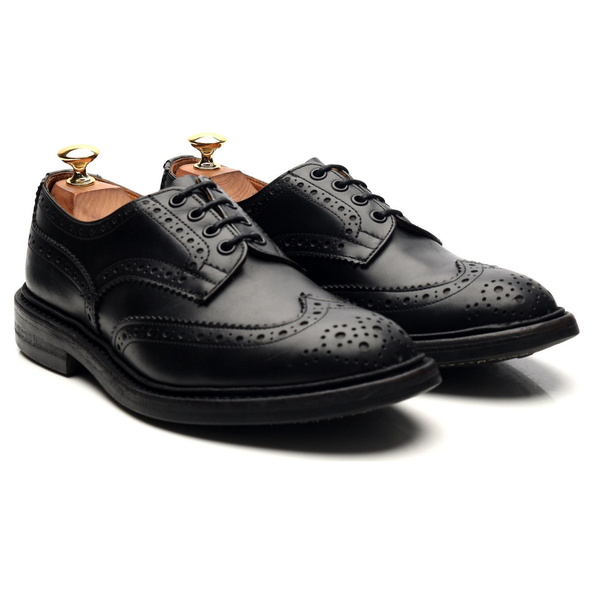 &#39;Bourton&#39; Black Leather Derby Brogues UK 6.5