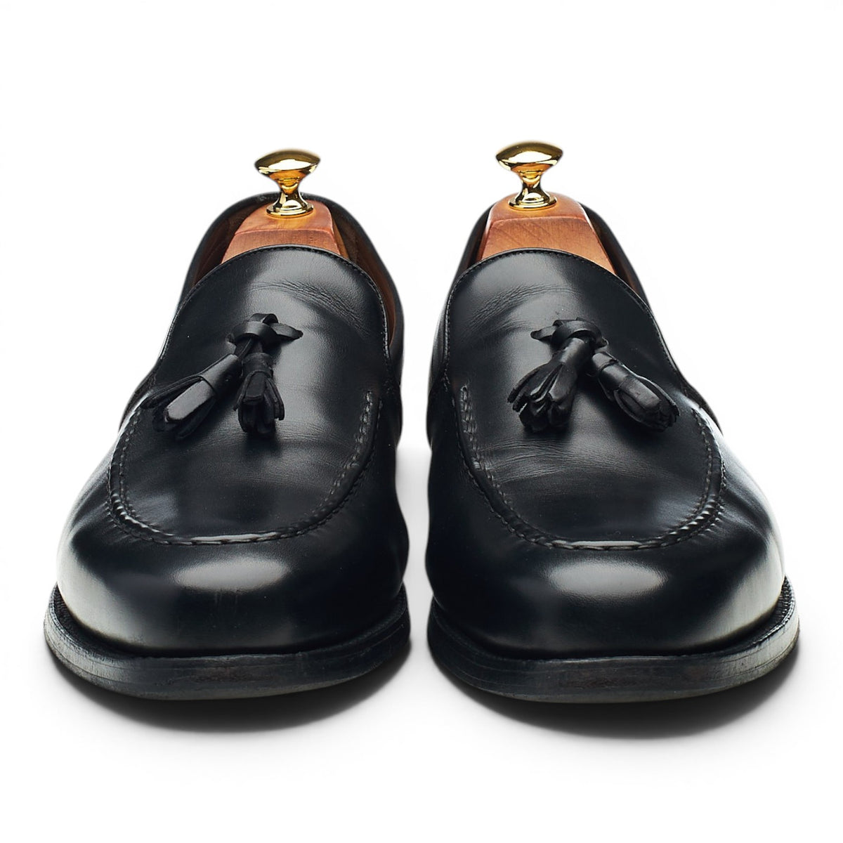 'Ramsden' Black Leather Tassel Loafers UK 10 F