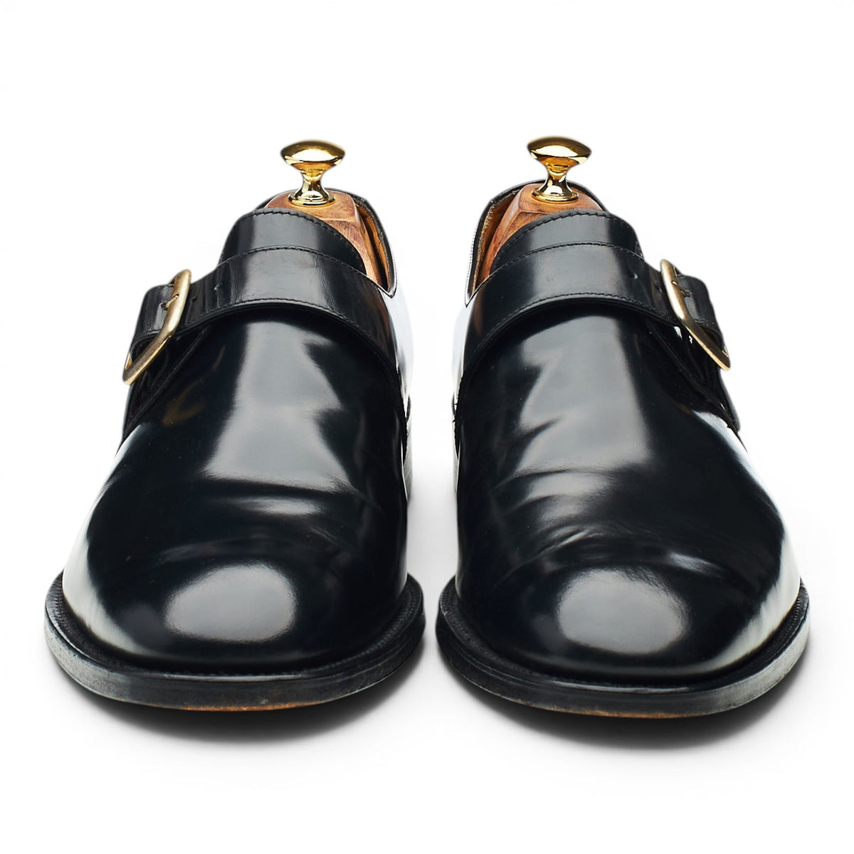 'Paisley' Black Leather Monk Strap UK 11 F
