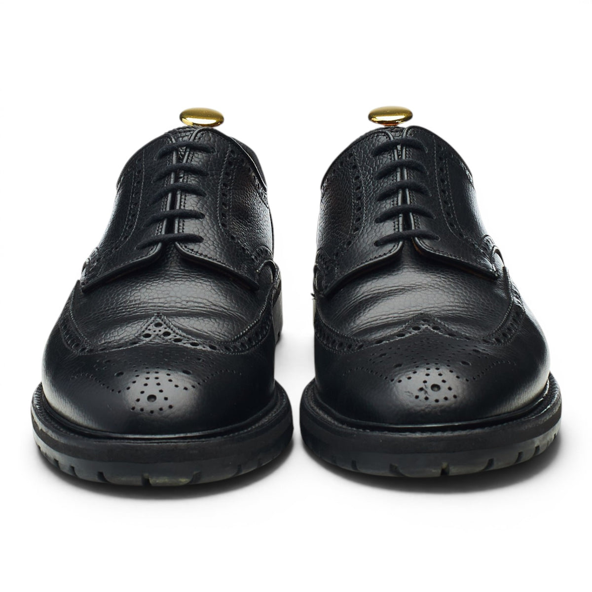 'Pembroke' Black Grain Leather Derby Brogues UK 8 E