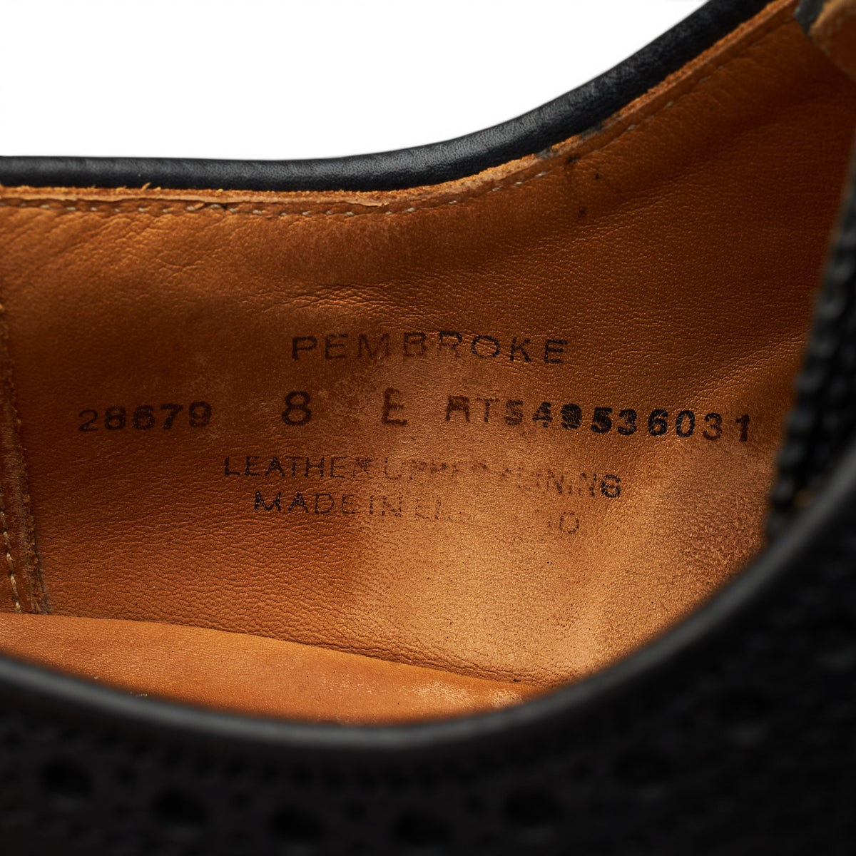 'Pembroke' Black Grain Leather Derby Brogues UK 8 E
