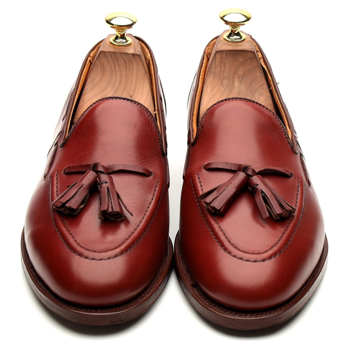 Light Red Leather Tassel Loafers UK 7