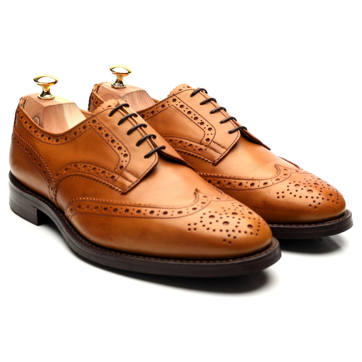&#39;Durham&#39; Tan Brown Leather Derby Brogues UK 11
