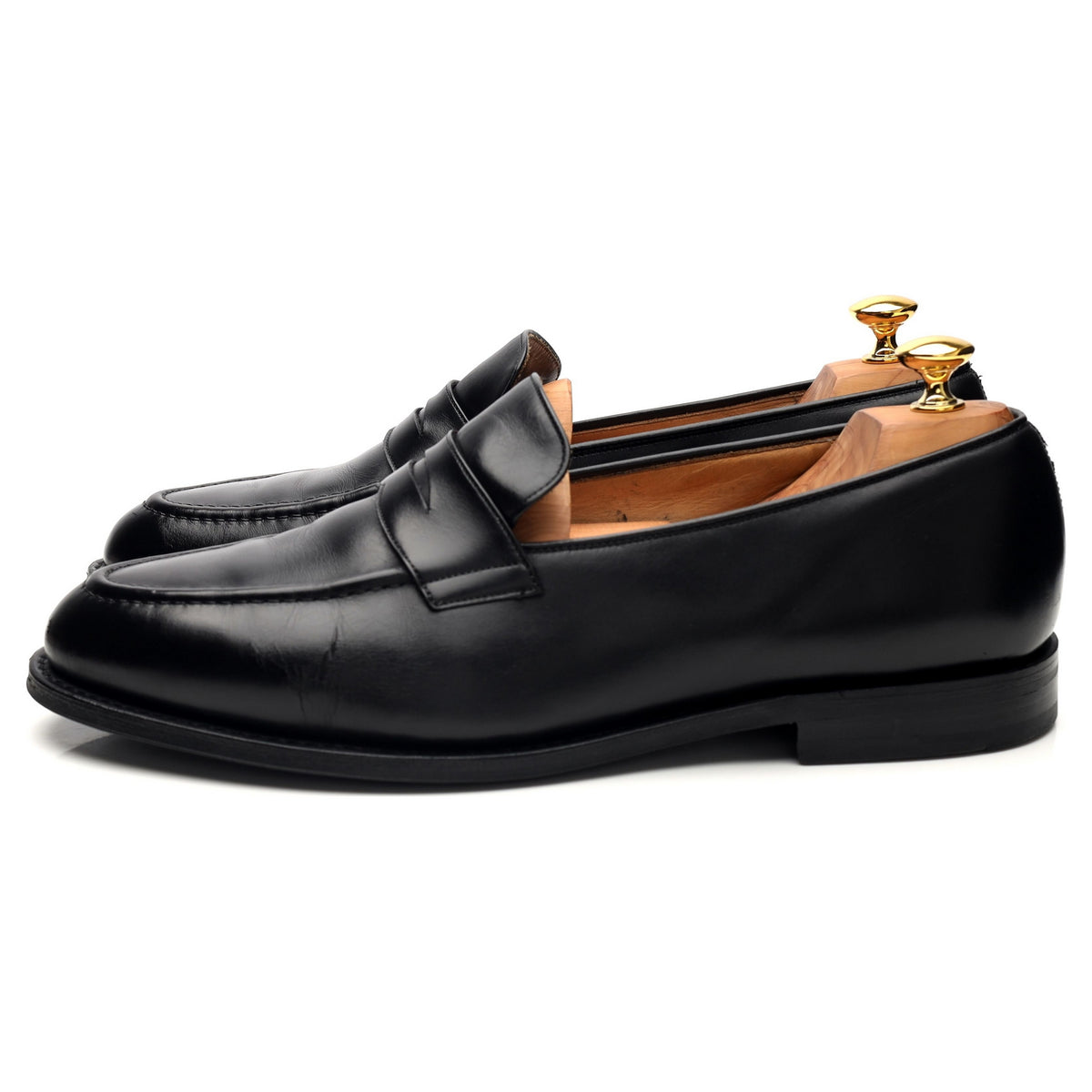 &#39;Netton&#39; Black Leather Loafers UK 11.5 F