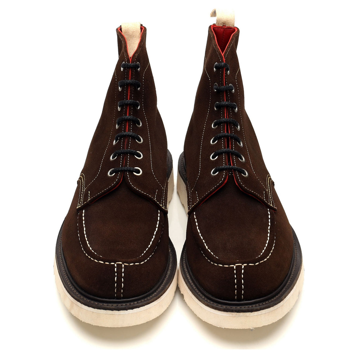 &#39;M8100&#39; Dark Brown Suede Split Toe Boots UK 10
