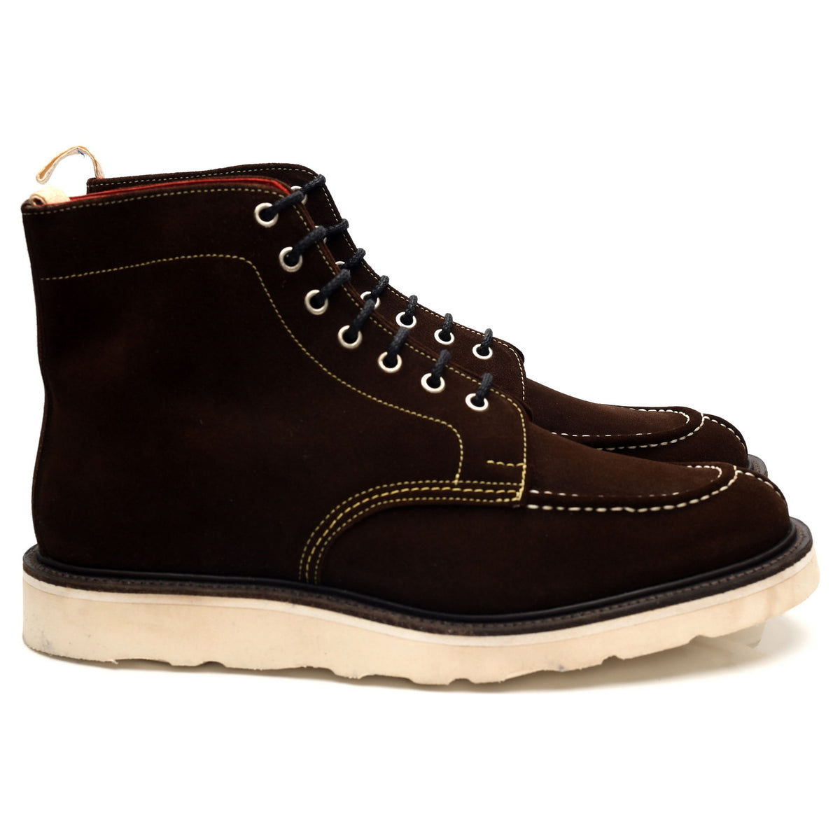&#39;M8100&#39; Dark Brown Suede Split Toe Boots UK 10