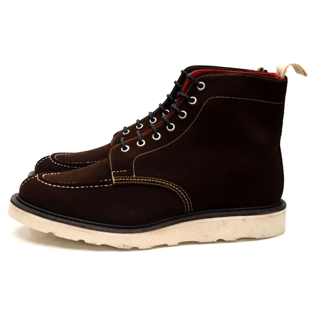 &#39;M8100&#39; Dark Brown Suede Split Toe Boots UK 10