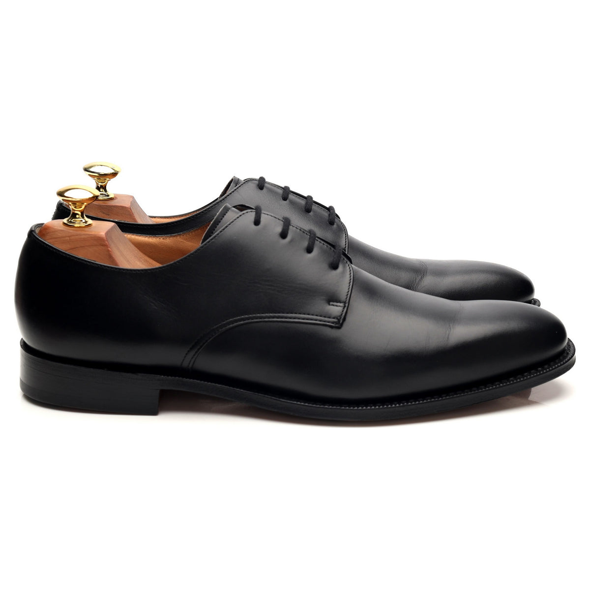 &#39;Coram&#39; Black Leather Derby UK 8.5 F