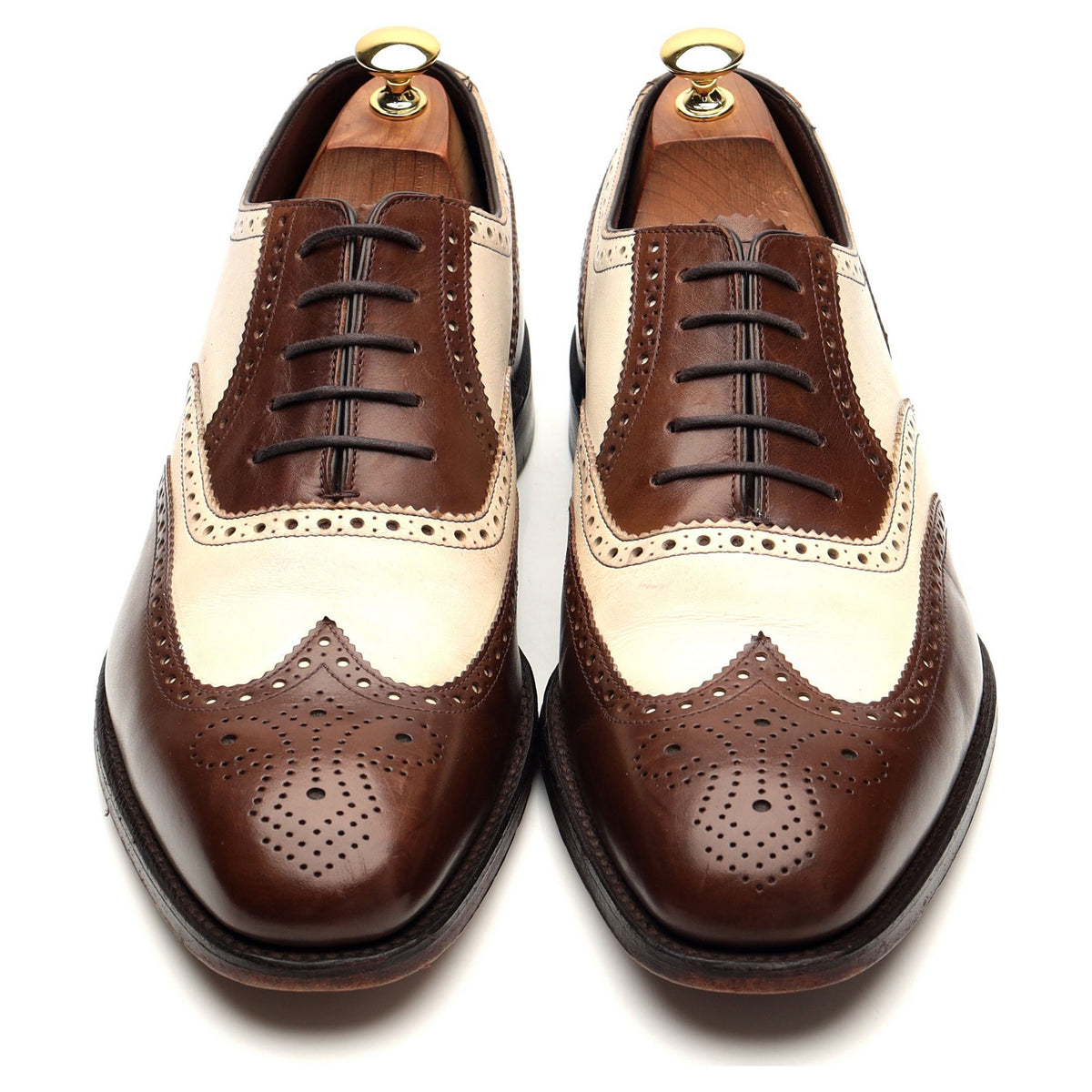1880 &#39;Sloane&#39; Brown Cream Leather Spectator Brogues UK 10 F