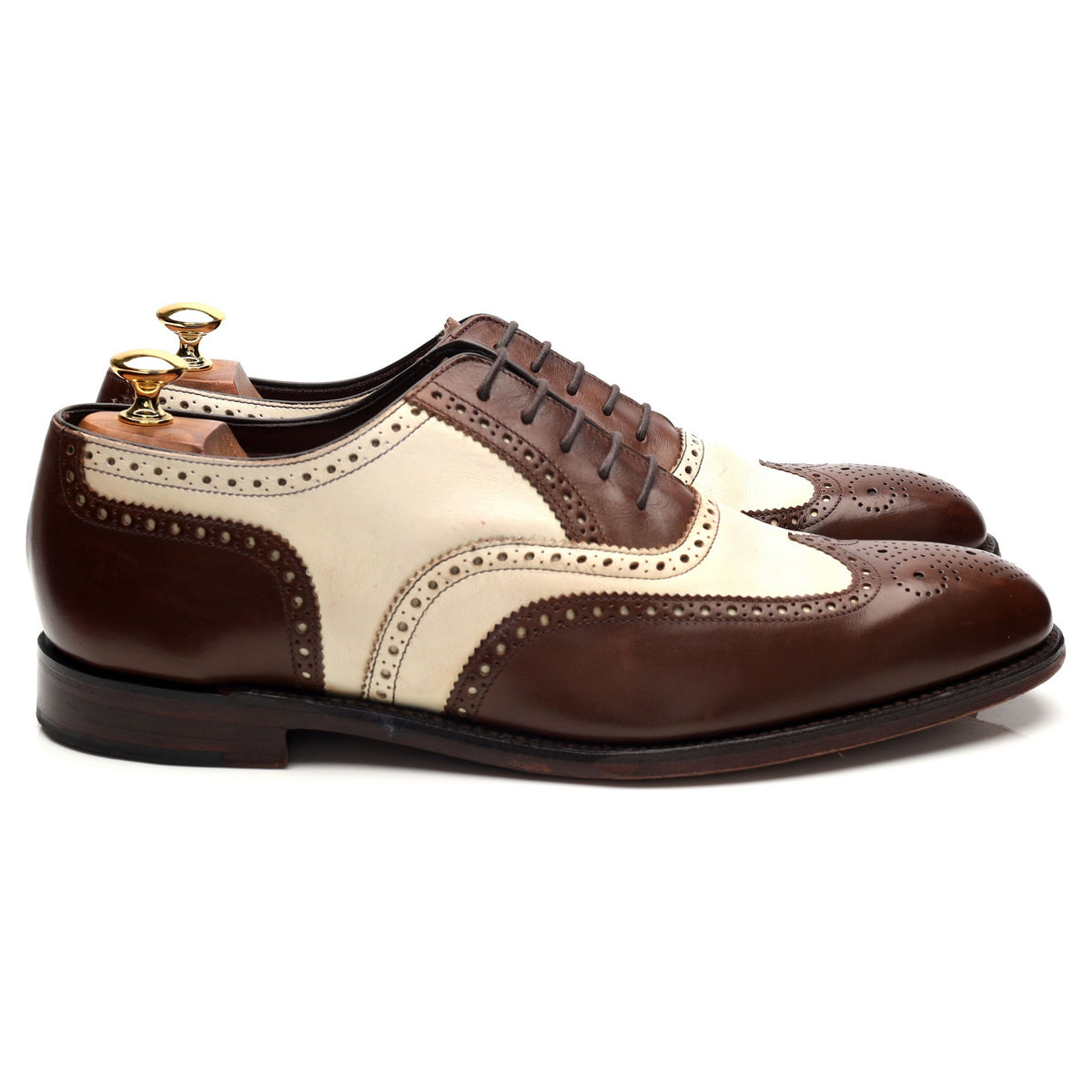 1880 &#39;Sloane&#39; Brown Cream Leather Spectator Brogues UK 10 F