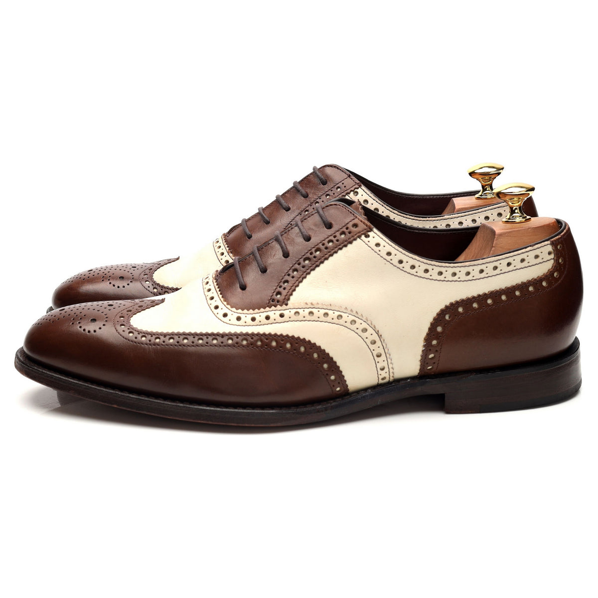 1880 &#39;Sloane&#39; Brown Cream Leather Spectator Brogues UK 10 F