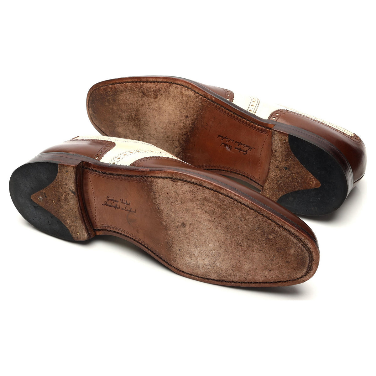 1880 &#39;Sloane&#39; Brown Cream Leather Spectator Brogues UK 10 F