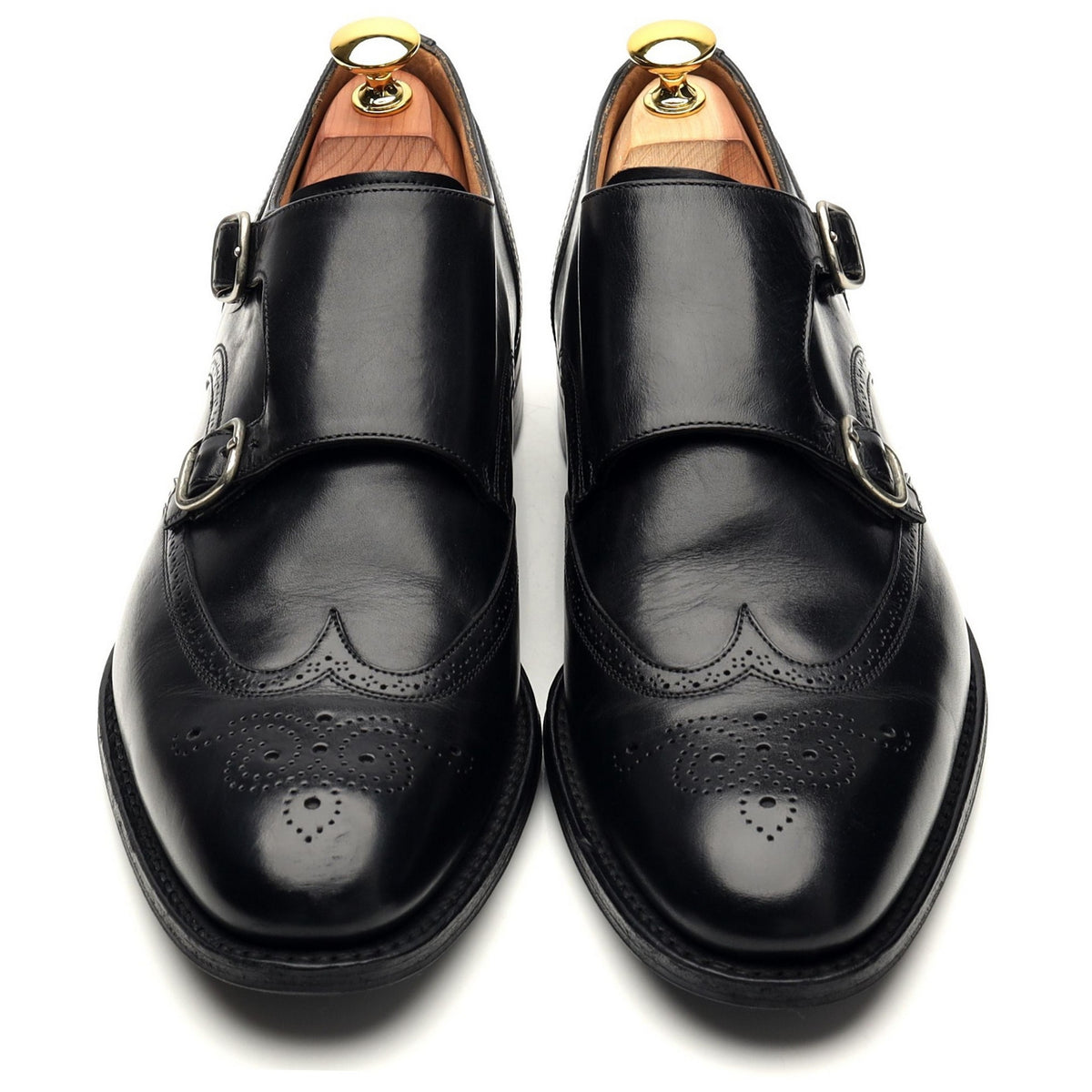&#39;Drayton&#39; Black Leather Double Monk Strap UK 7.5 G