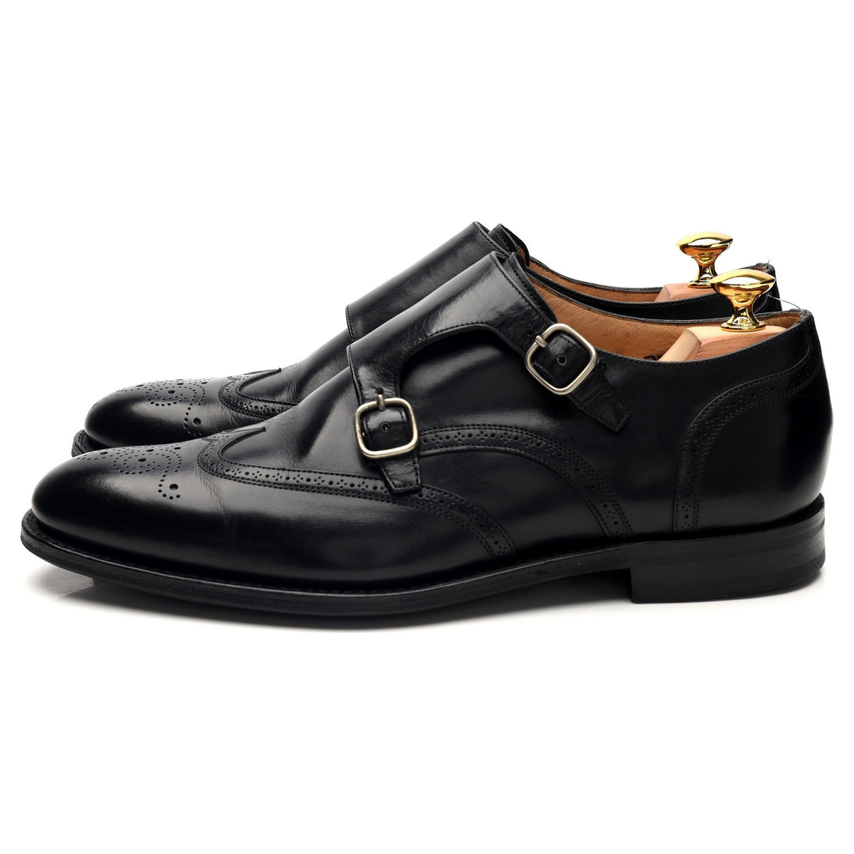 &#39;Drayton&#39; Black Leather Double Monk Strap UK 7.5 G