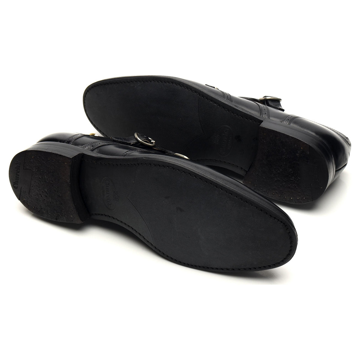 &#39;Drayton&#39; Black Leather Double Monk Strap UK 7.5 G