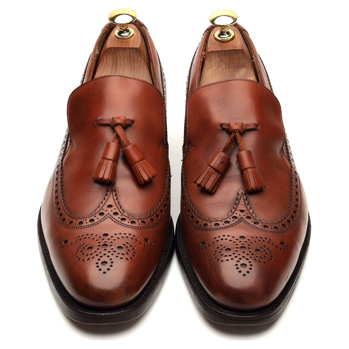 &#39;Kingston&#39; Tan Brown Leather Tassel Loafers UK 8 F