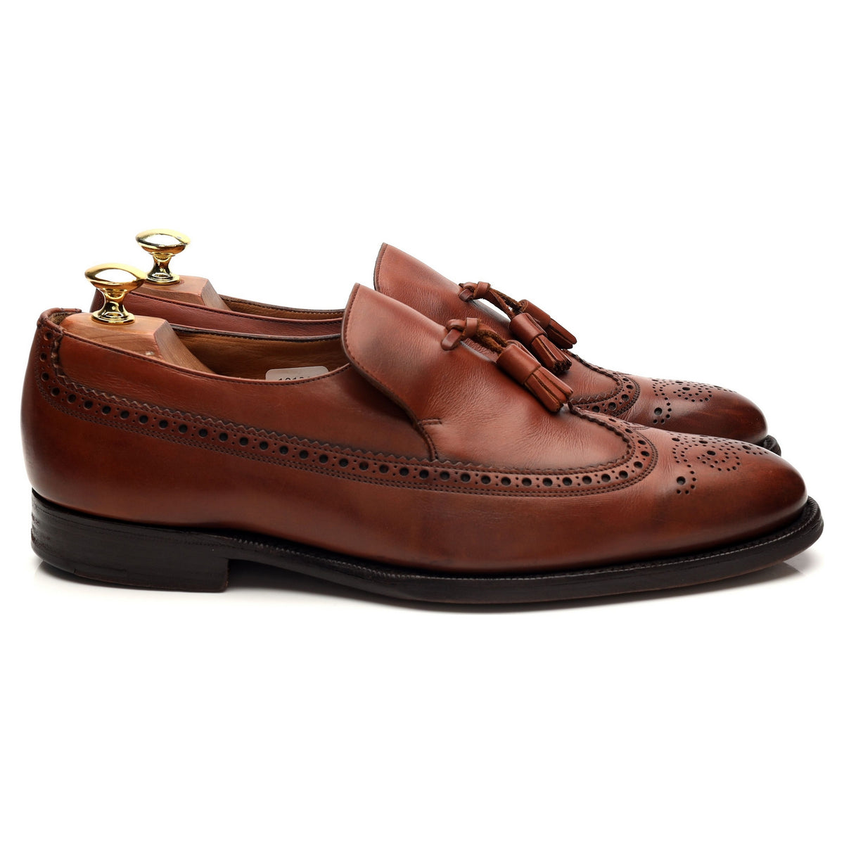 &#39;Kingston&#39; Tan Brown Leather Tassel Loafers UK 8 F