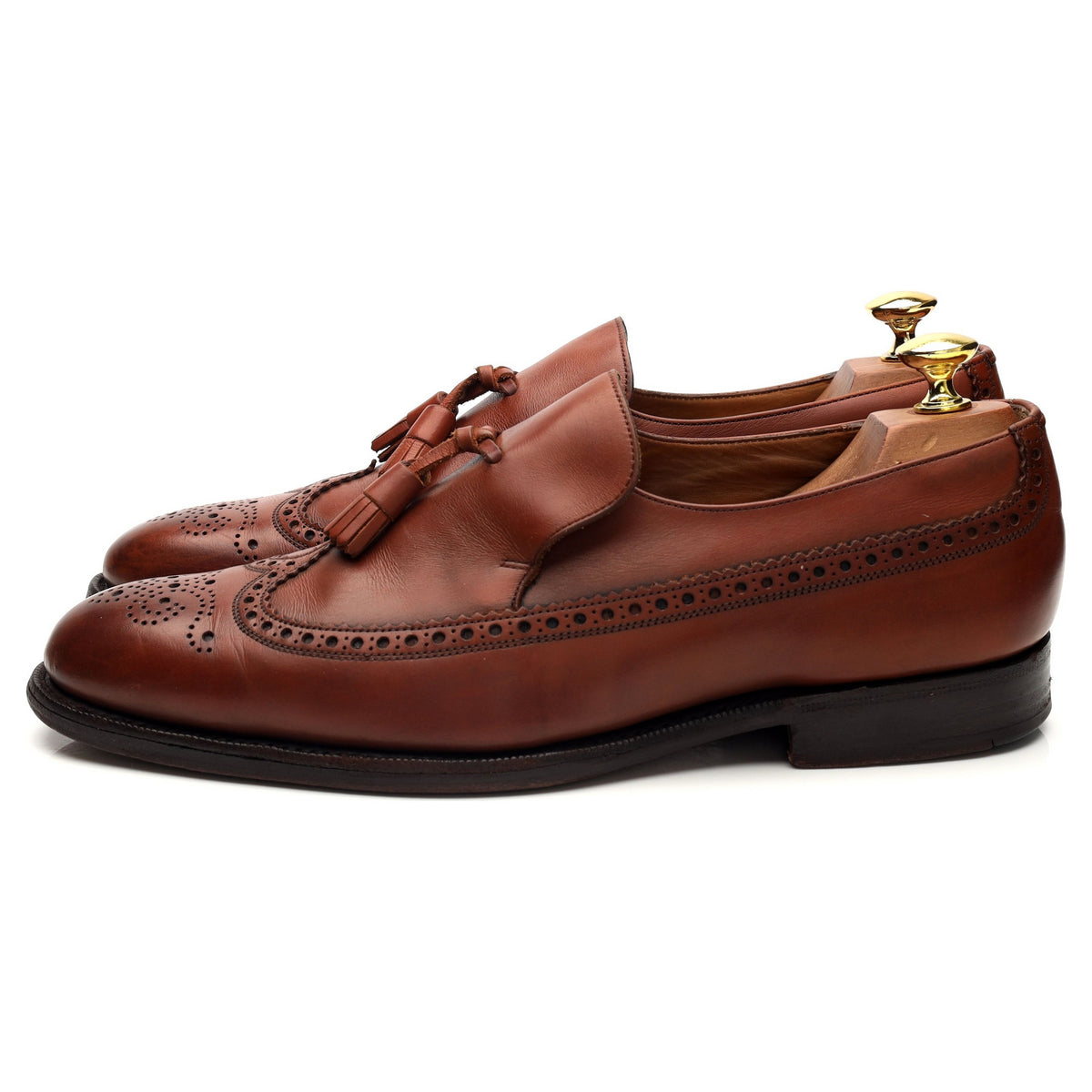 &#39;Kingston&#39; Tan Brown Leather Tassel Loafers UK 8 F