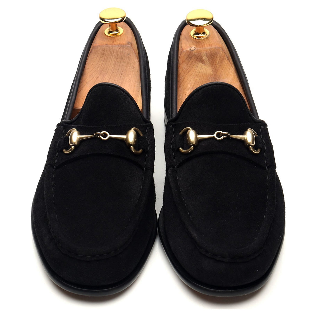 &#39;80746&#39; Black Suede Horesbit Loafers UK 6