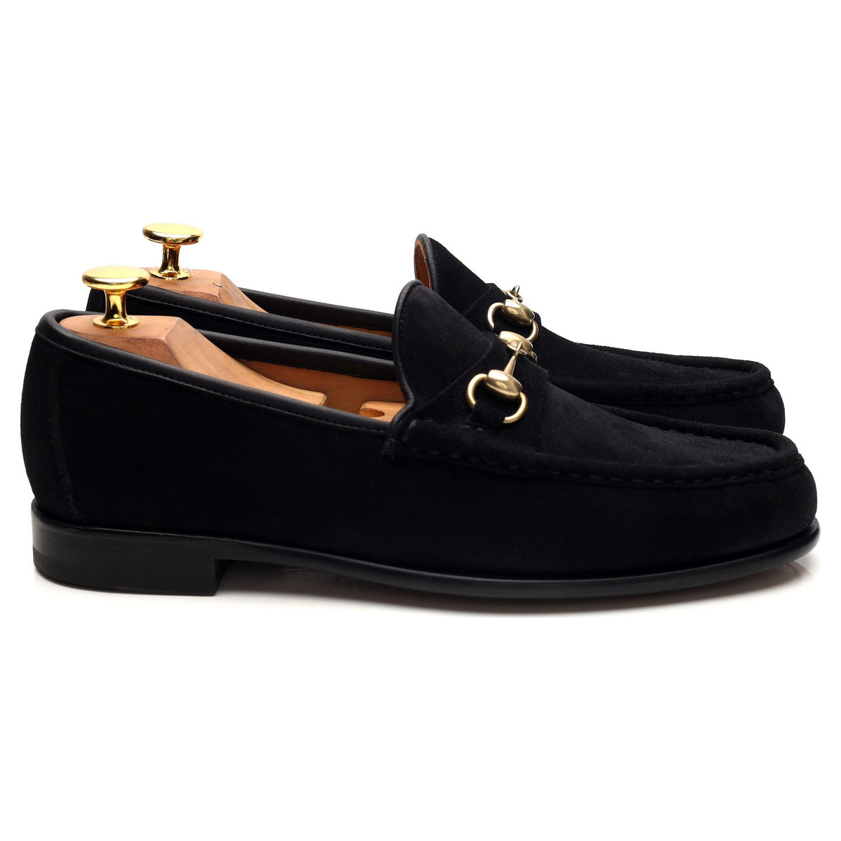 &#39;80746&#39; Black Suede Horesbit Loafers UK 6