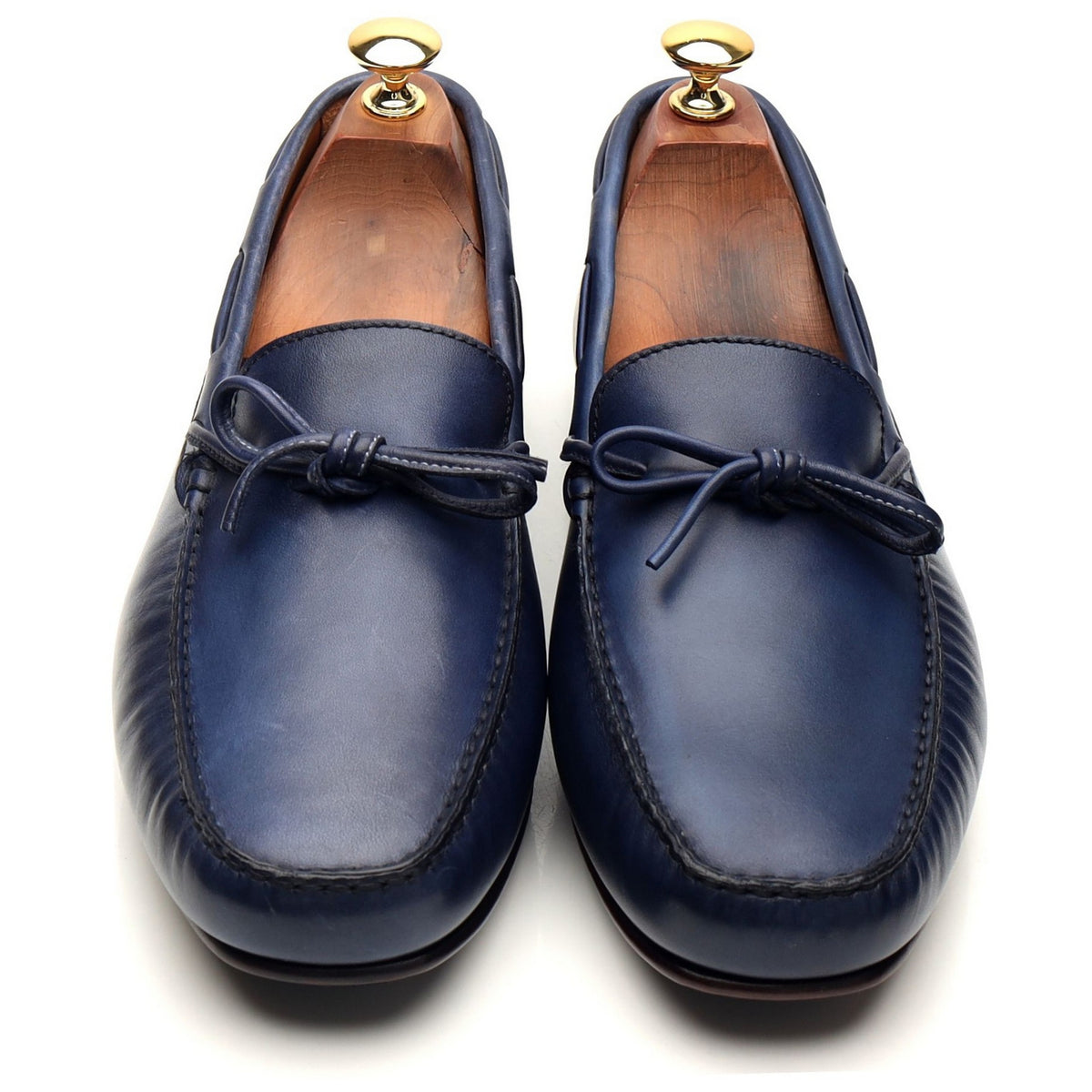 &#39;80802&#39; Navy Blue Leather Driving Loafers UK 6 - 10