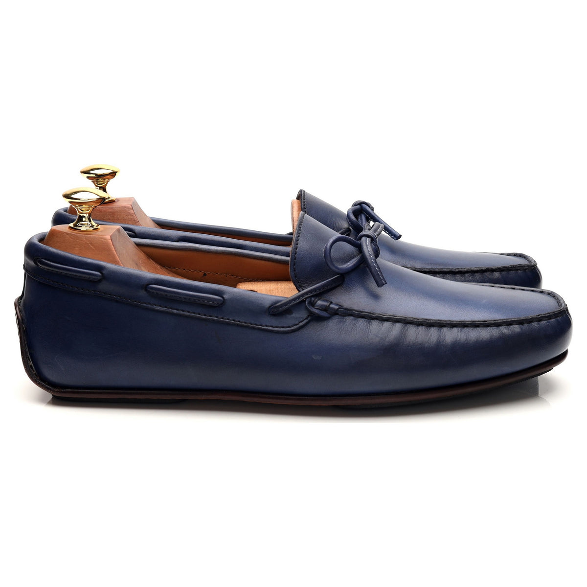 &#39;80802&#39; Navy Blue Leather Driving Loafers UK 6 - 10