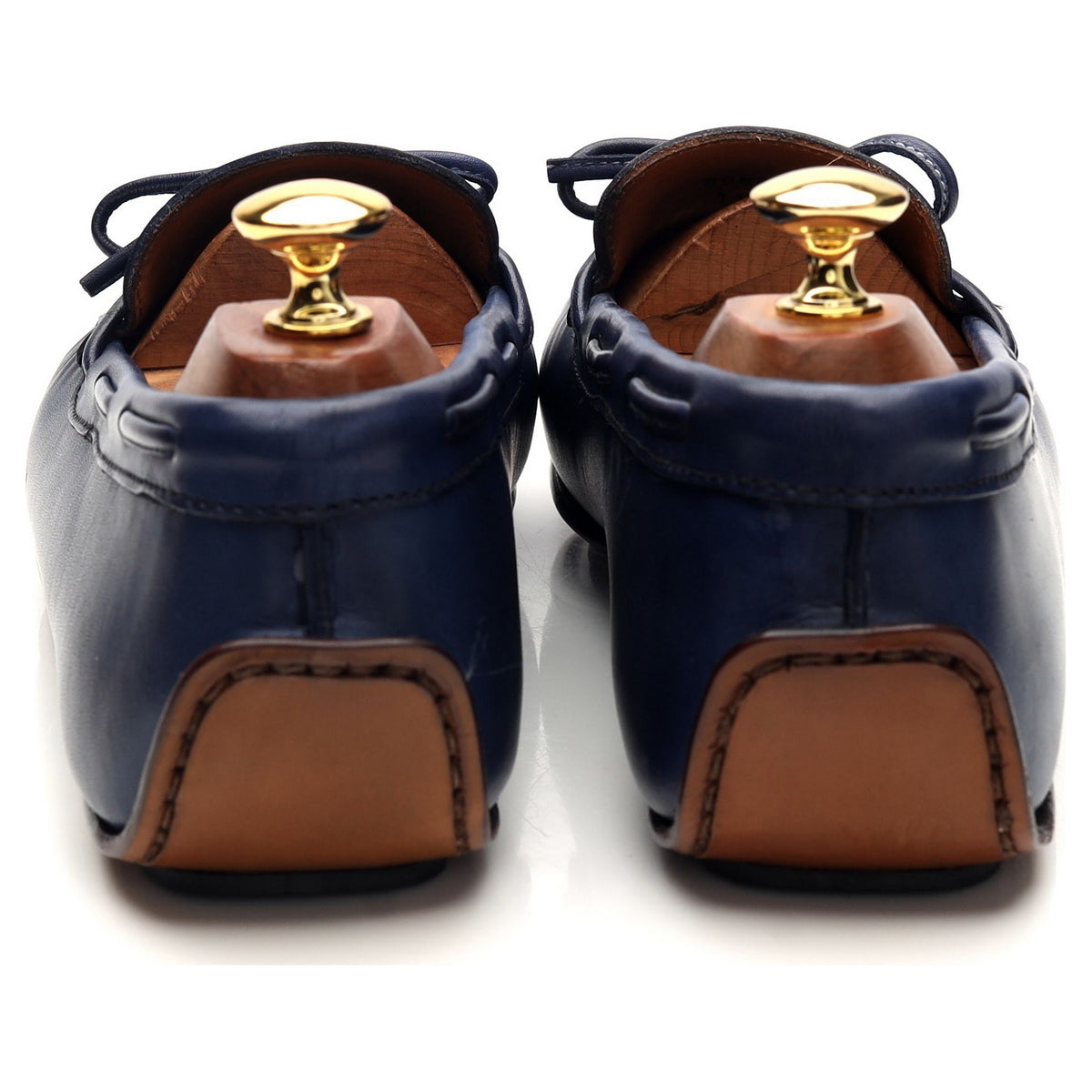 &#39;80802&#39; Navy Blue Leather Driving Loafers UK 6 - 10